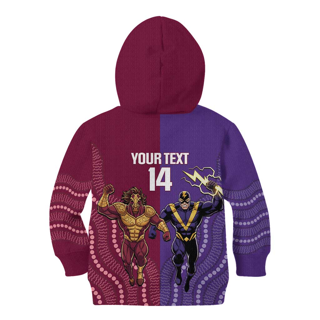 Storm And Broncos Rugby Custom Kid Hoodie Melbourne Brisbane Final Together Mascots Style - Vibe Hoodie