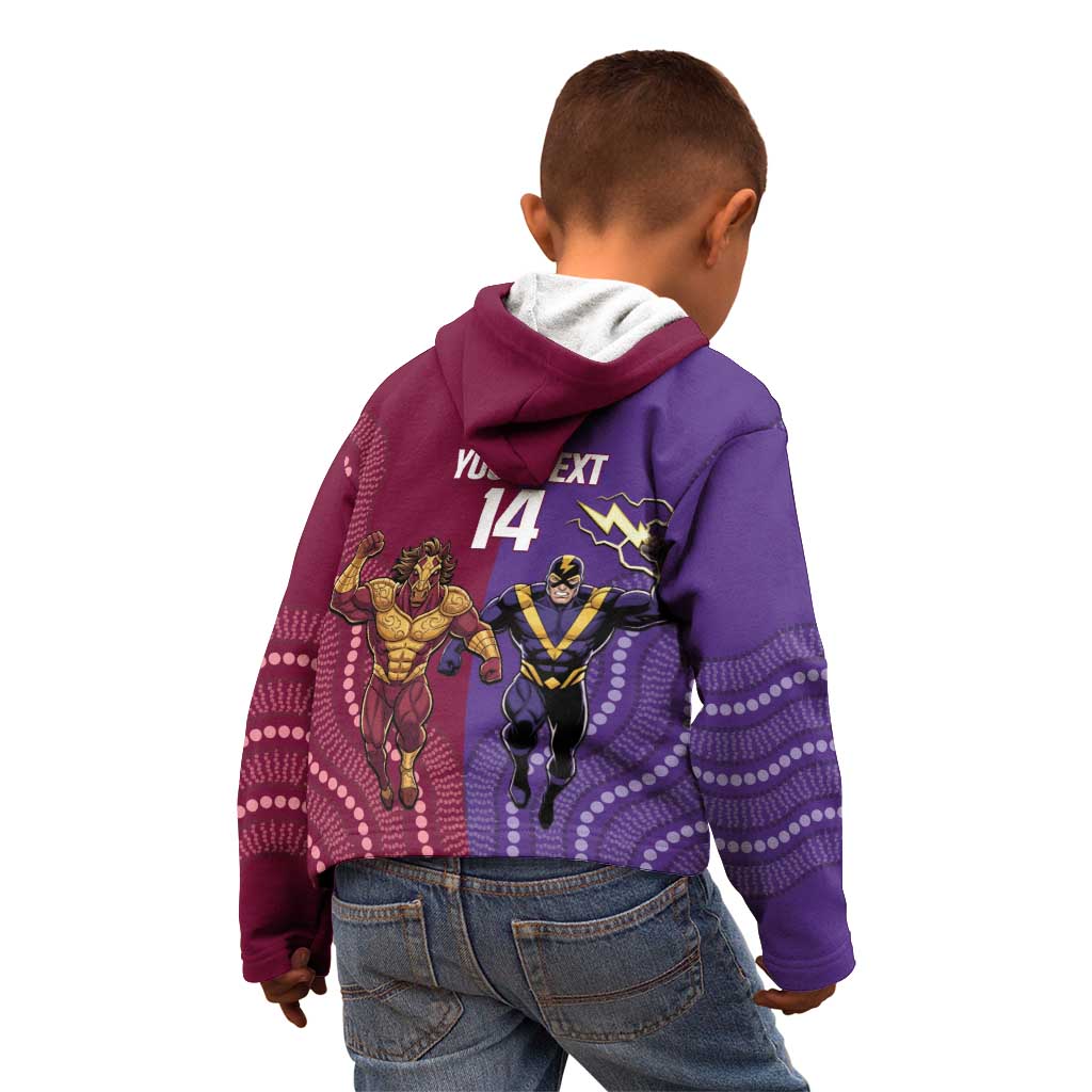 Storm And Broncos Rugby Custom Kid Hoodie Melbourne Brisbane Final Together Mascots Style - Vibe Hoodie