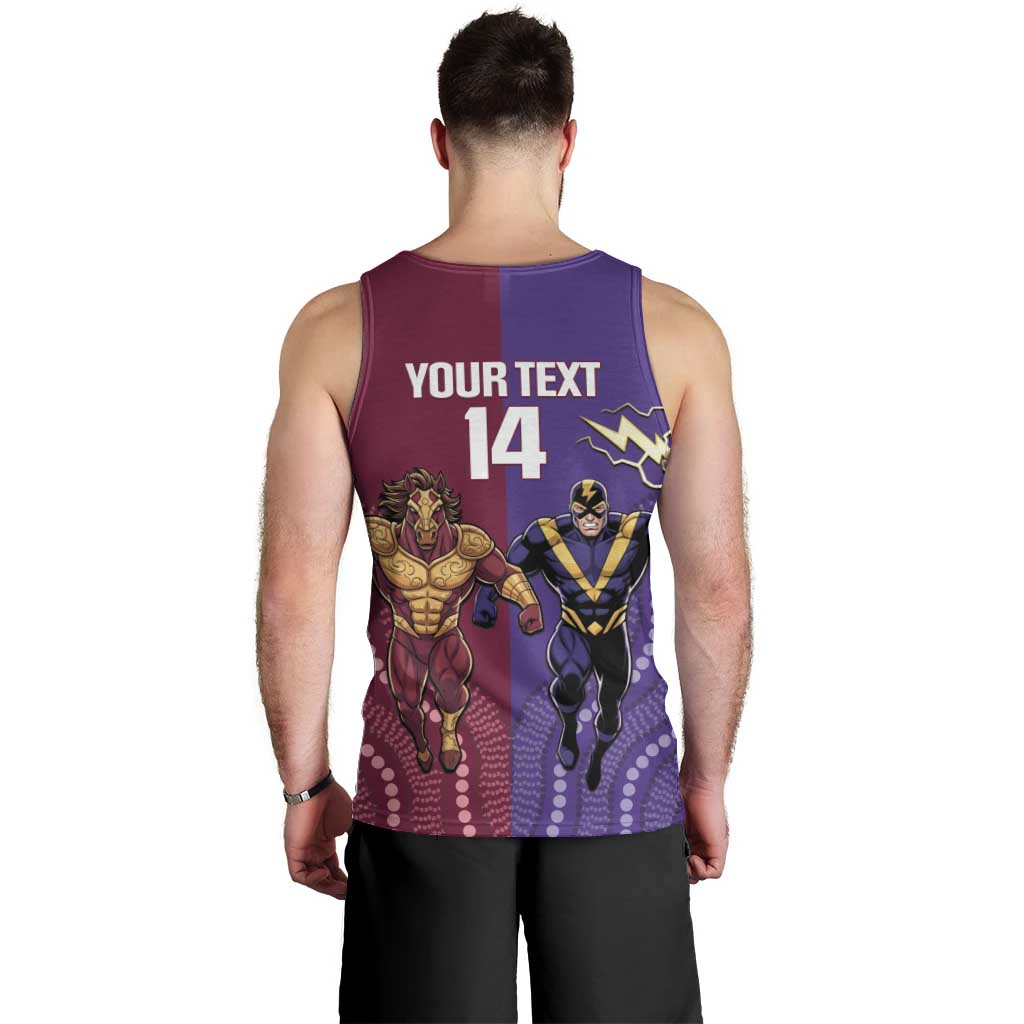 Storm And Broncos Rugby Custom Men Tank Top Melbourne Brisbane Final Together Mascots Style - Vibe Hoodie