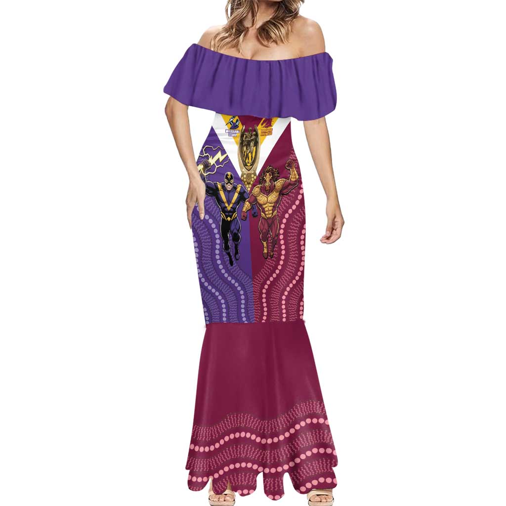 Storm And Broncos Rugby Custom Mermaid Dress Melbourne Brisbane Final Together Mascots Style - Vibe Hoodie