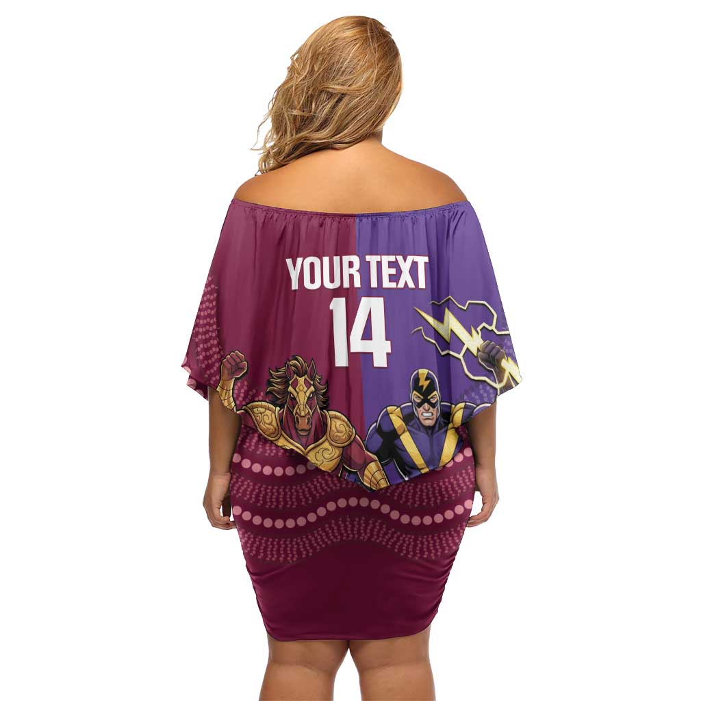 Storm And Broncos Rugby Custom Off Shoulder Short Dress Melbourne Brisbane Final Together Mascots Style - Vibe Hoodie