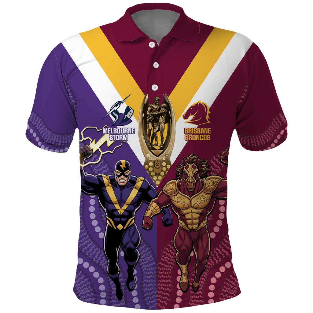 Storm And Broncos Rugby Custom Polo Shirt Melbourne Brisbane Final Together Mascots Style - Vibe Hoodie