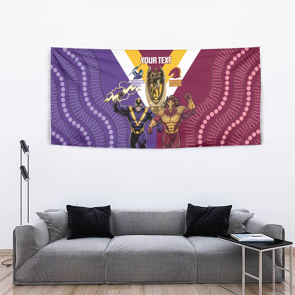 Storm And Broncos Rugby Custom Tapestry Melbourne Brisbane Final Together Mascots Style - Vibe Hoodie
