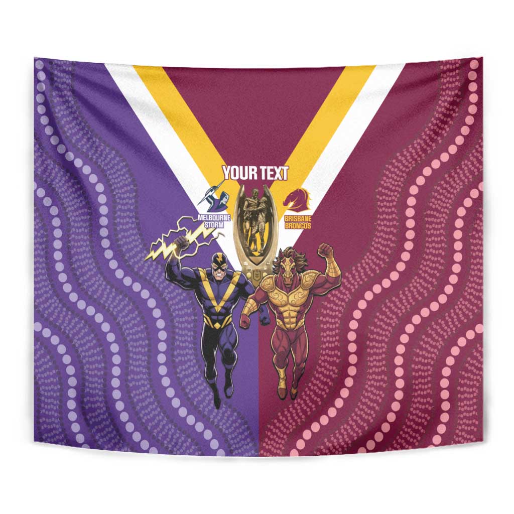 Storm And Broncos Rugby Custom Tapestry Melbourne Brisbane Final Together Mascots Style - Vibe Hoodie