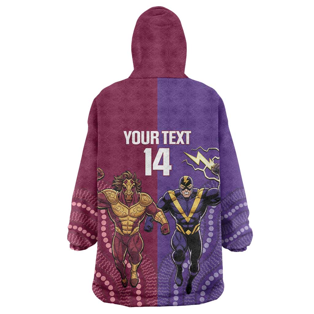 Storm And Broncos Rugby Custom Wearable Blanket Hoodie Melbourne Brisbane Final Together Mascots Style - Vibe Hoodie