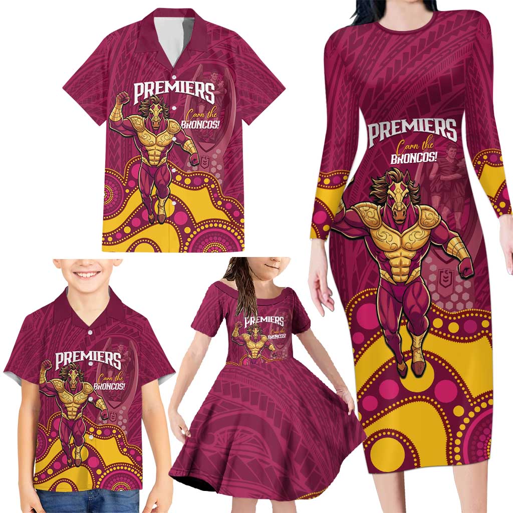 NRL Broncos Rugby Custom Family Matching Long Sleeve Bodycon Dress and Hawaiian Shirt Premiers Trophy Carn The Bronx - Vibe Hoodie