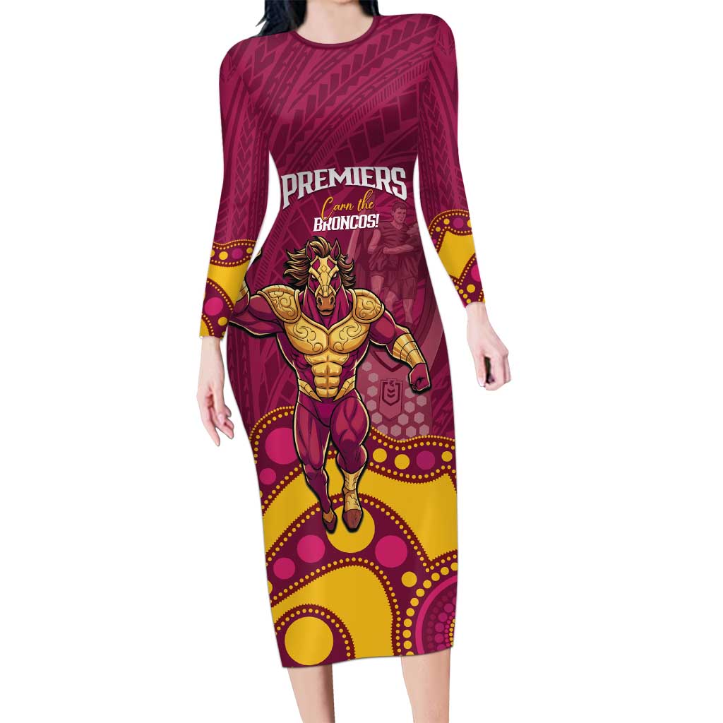 NRL Broncos Rugby Custom Family Matching Long Sleeve Bodycon Dress and Hawaiian Shirt Premiers Trophy Carn The Bronx - Vibe Hoodie