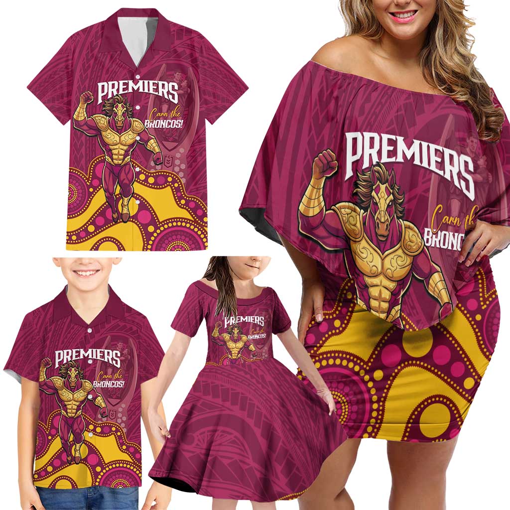 NRL Broncos Rugby Custom Family Matching Off Shoulder Short Dress and Hawaiian Shirt Premiers Trophy Carn The Bronx - Vibe Hoodie