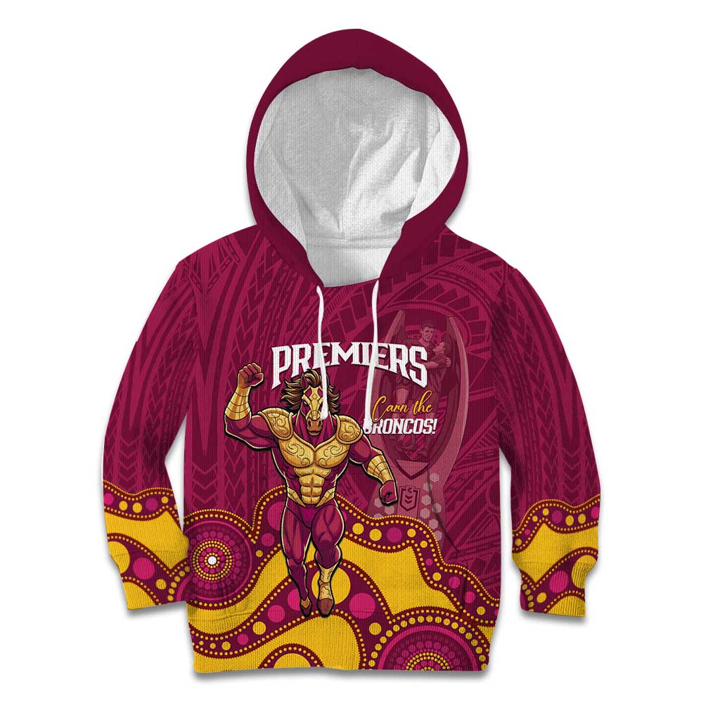 NRL Broncos Rugby Custom Kid Hoodie Premiers Trophy Carn The Bronx - Vibe Hoodie