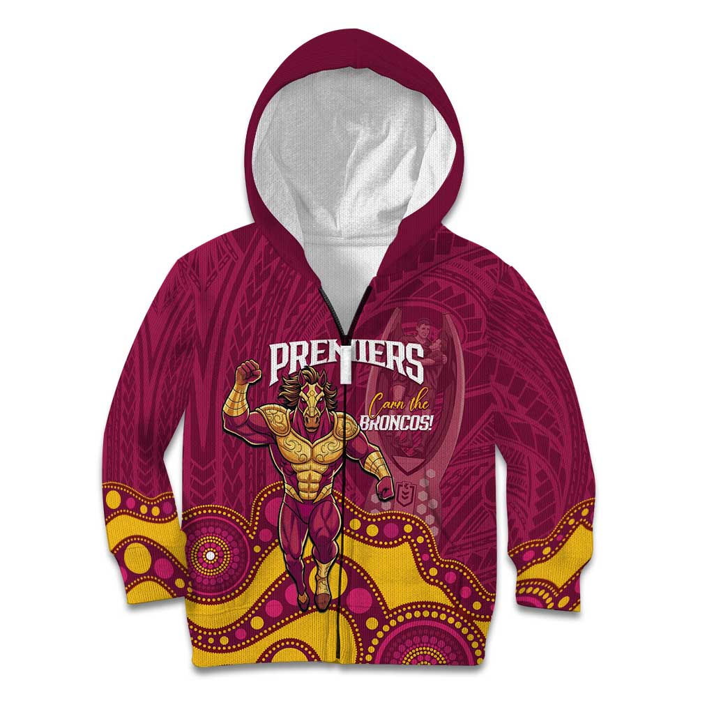NRL Broncos Rugby Custom Kid Hoodie Premiers Trophy Carn The Bronx - Vibe Hoodie