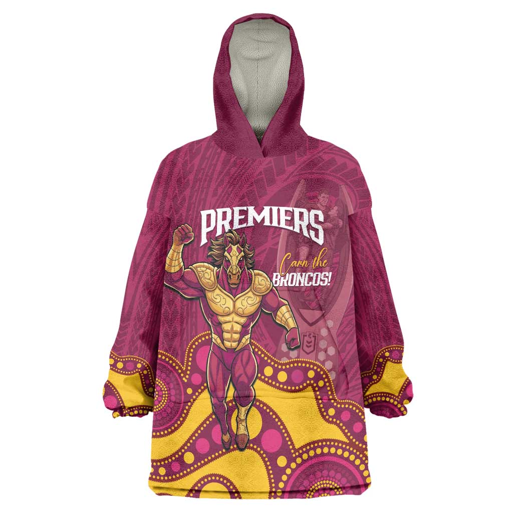 NRL Broncos Rugby Custom Wearable Blanket Hoodie Premiers Trophy Carn The Bronx - Vibe Hoodie