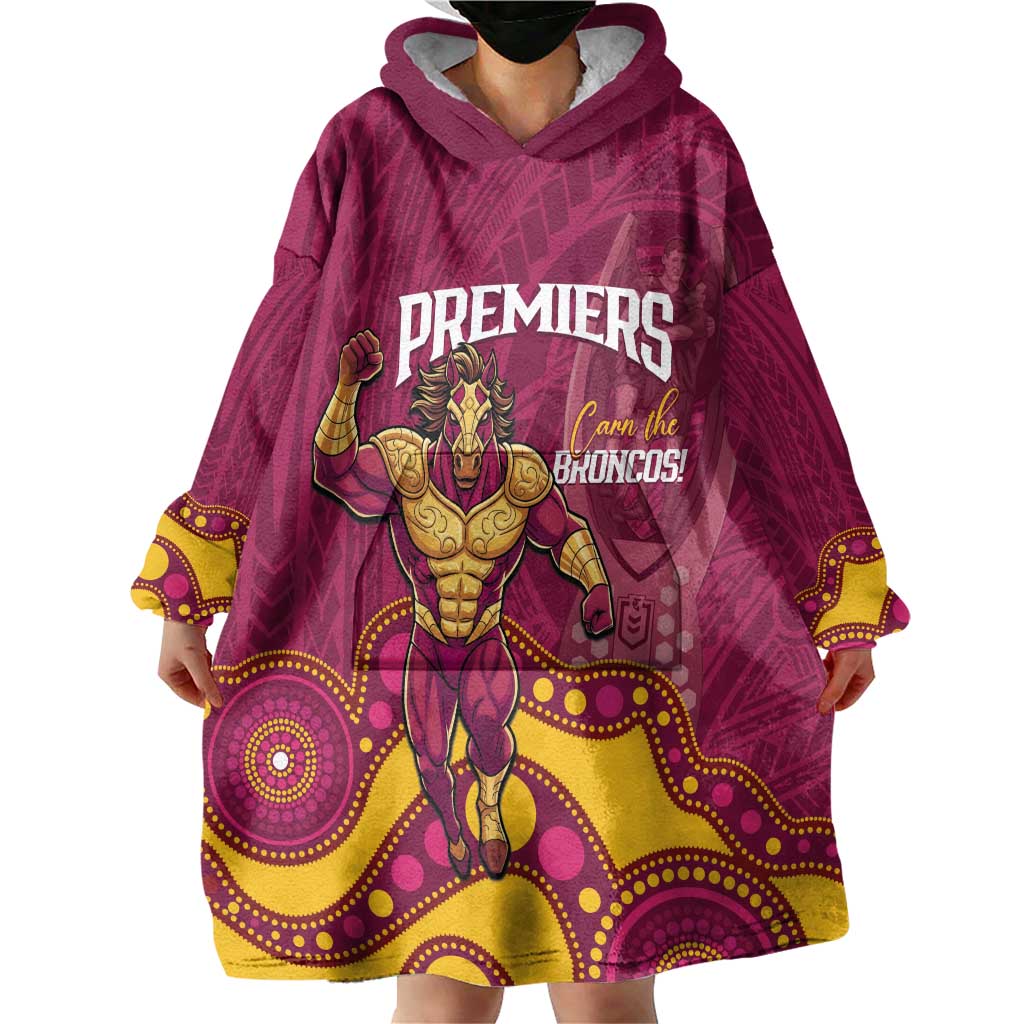 NRL Broncos Rugby Custom Wearable Blanket Hoodie Premiers Trophy Carn The Bronx - Vibe Hoodie