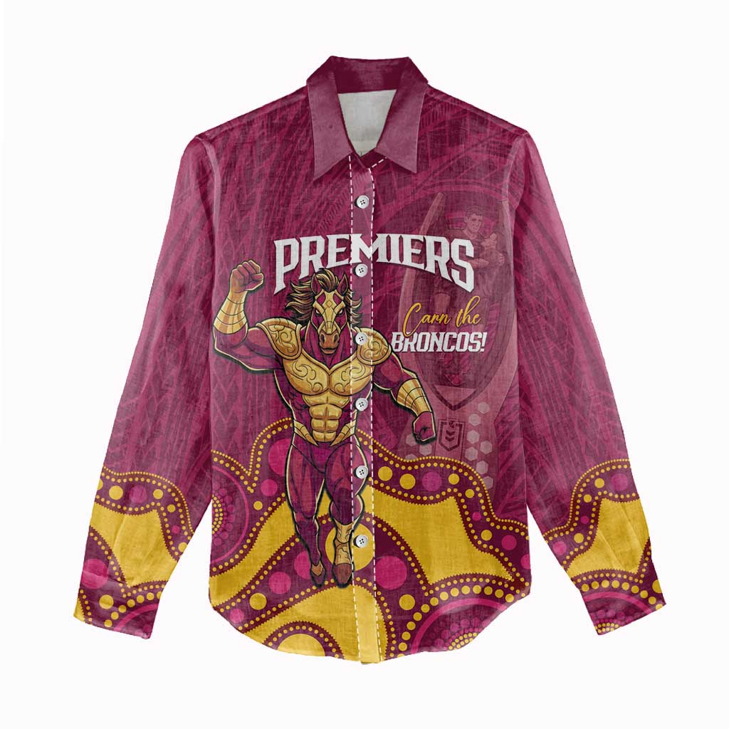 NRL Broncos Rugby Custom Women Casual Shirt Premiers Trophy Carn The Bronx - Vibe Hoodie