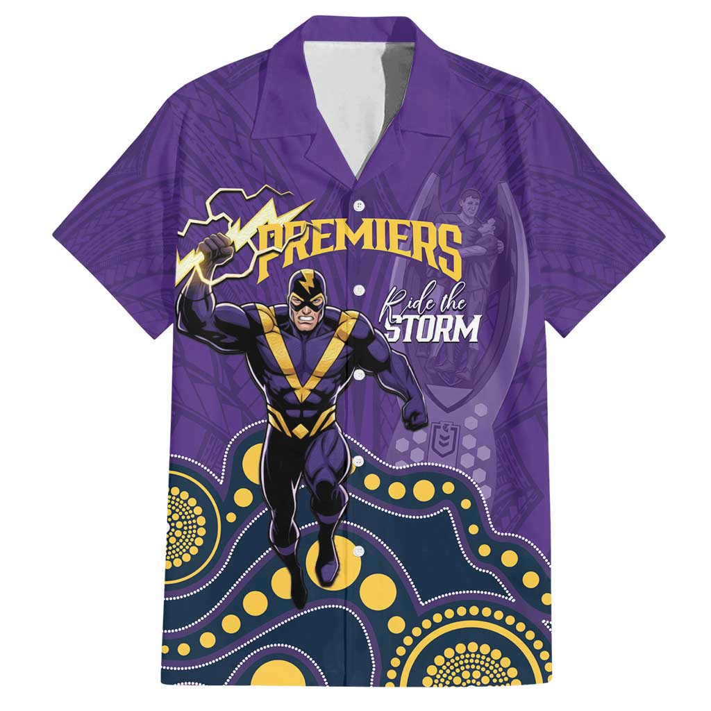 NRL Melbourne Rugby Custom Family Matching Long Sleeve Bodycon Dress and Hawaiian Shirt Premiers Trophy Ride The Storm - Vibe Hoodie