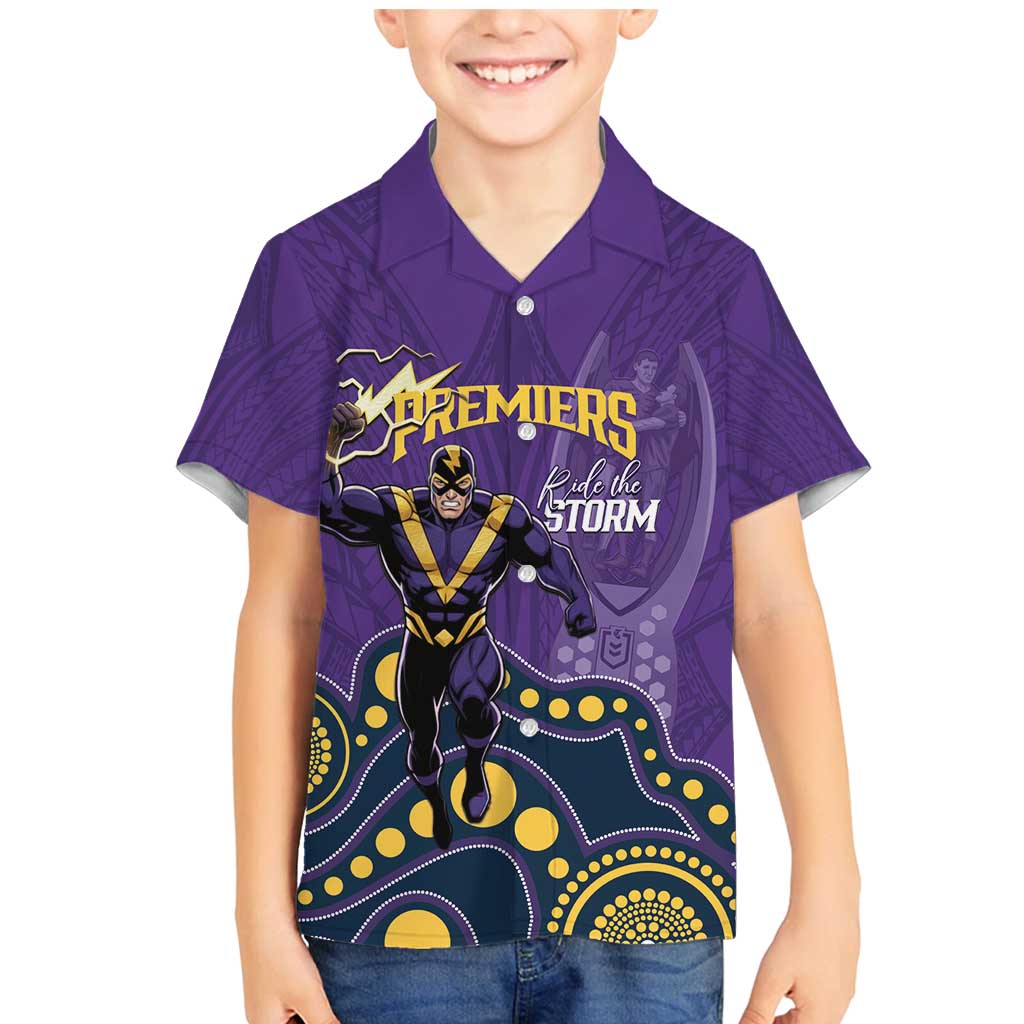 NRL Melbourne Rugby Custom Family Matching Mermaid Dress and Hawaiian Shirt Premiers Trophy Ride The Storm - Vibe Hoodie