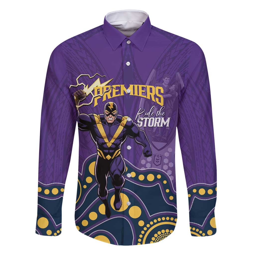 NRL Melbourne Rugby Custom Family Matching Off Shoulder Maxi Dress and Hawaiian Shirt Premiers Trophy Ride The Storm - Vibe Hoodie