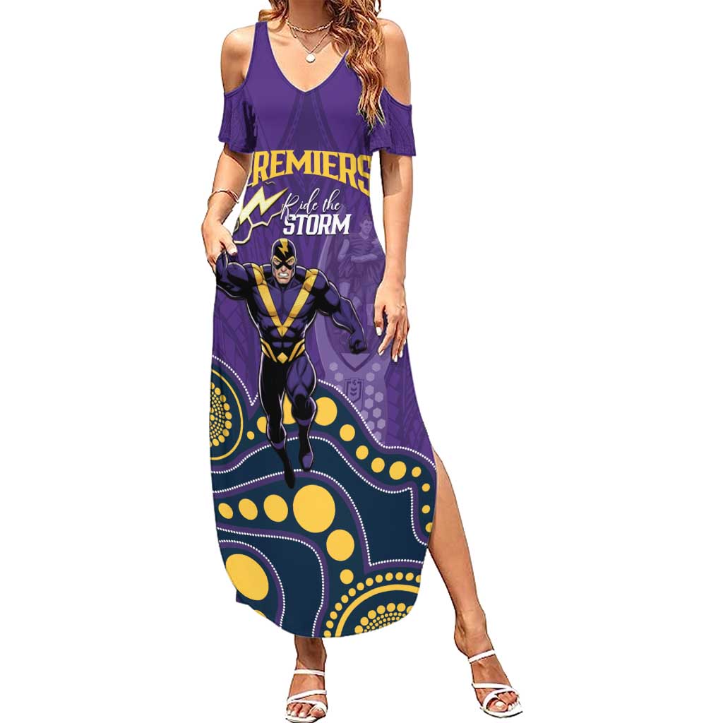 NRL Melbourne Rugby Custom Family Matching Summer Maxi Dress and Hawaiian Shirt Premiers Trophy Ride The Storm - Vibe Hoodie
