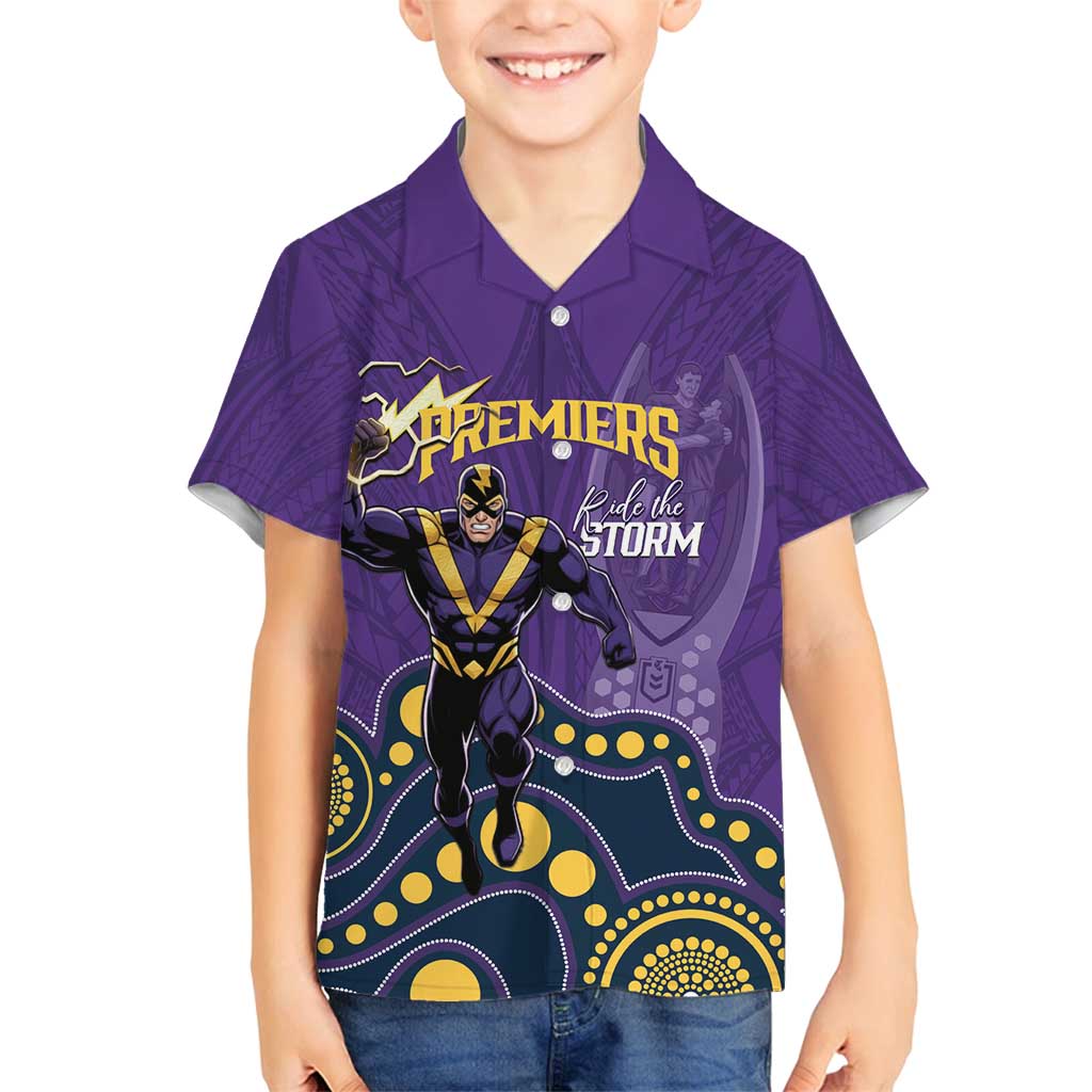 NRL Melbourne Rugby Custom Family Matching Tank Maxi Dress and Hawaiian Shirt Premiers Trophy Ride The Storm - Vibe Hoodie