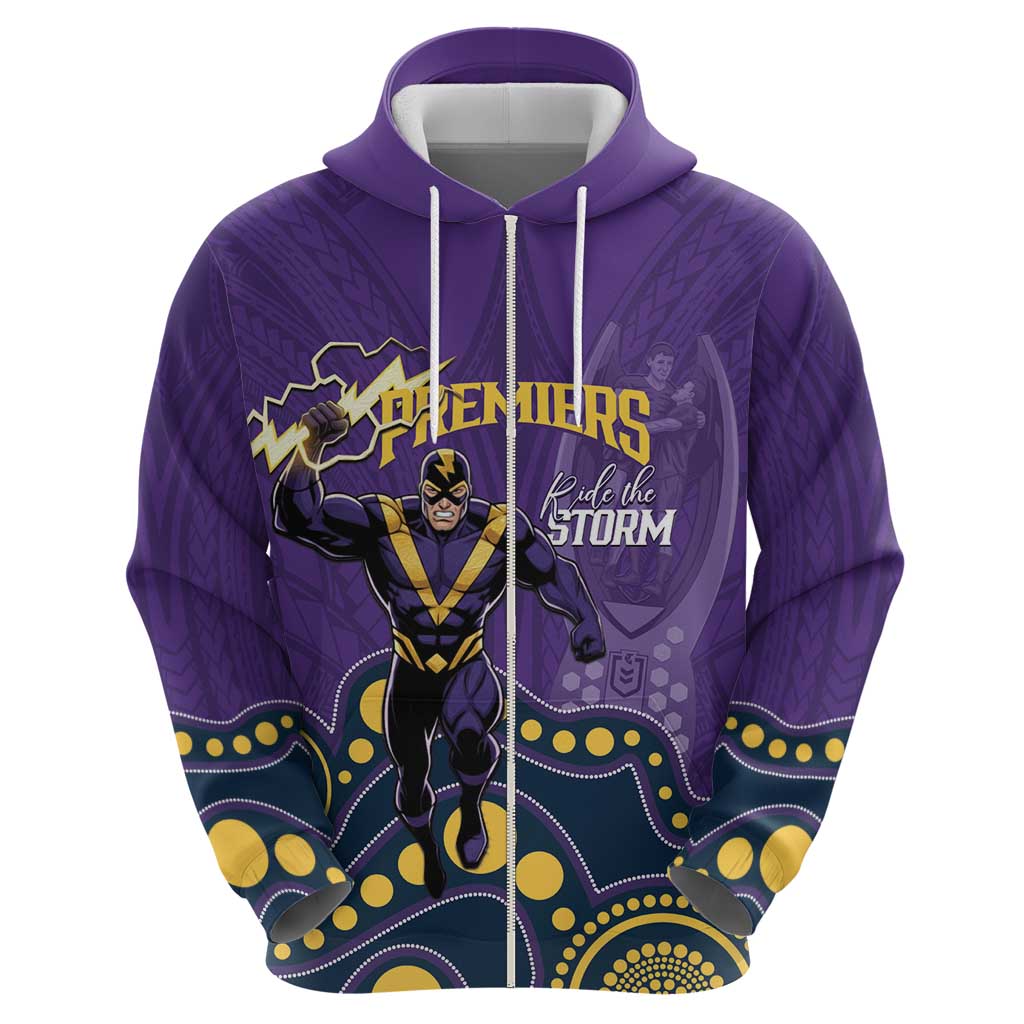 NRL Melbourne Rugby Custom Hoodie Premiers Trophy Ride The Storm - Vibe Hoodie