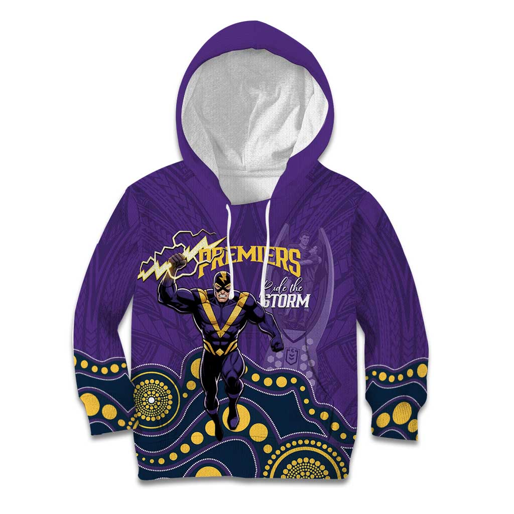 NRL Melbourne Rugby Custom Kid Hoodie Premiers Trophy Ride The Storm - Vibe Hoodie