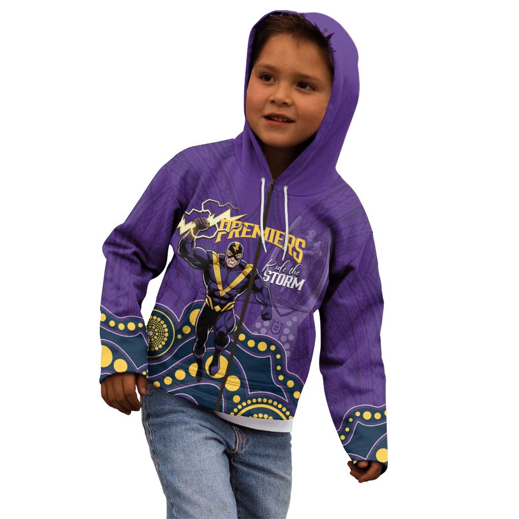 NRL Melbourne Rugby Custom Kid Hoodie Premiers Trophy Ride The Storm - Vibe Hoodie