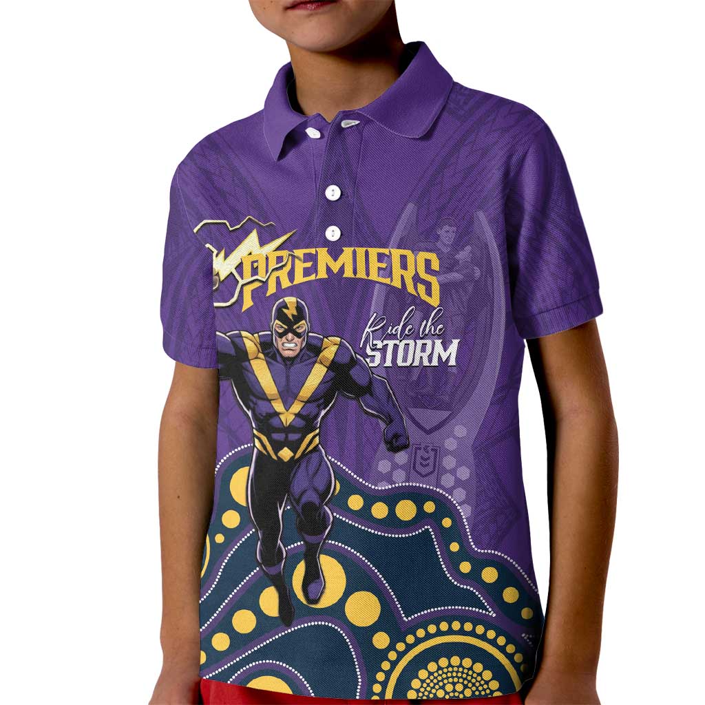 NRL Melbourne Rugby Custom Kid Polo Shirt Premiers Trophy Ride The Storm - Vibe Hoodie