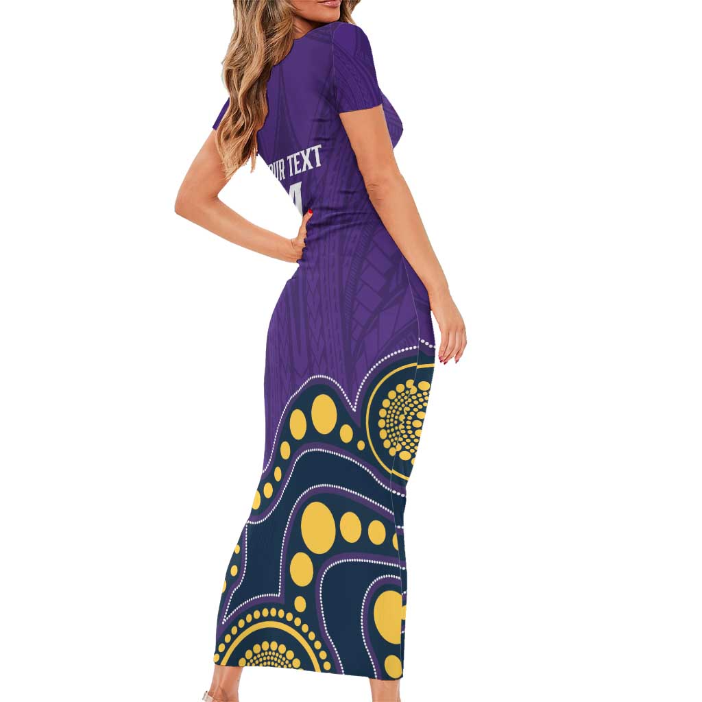 NRL Melbourne Rugby Custom Short Sleeve Bodycon Dress Premiers Trophy Ride The Storm - Vibe Hoodie