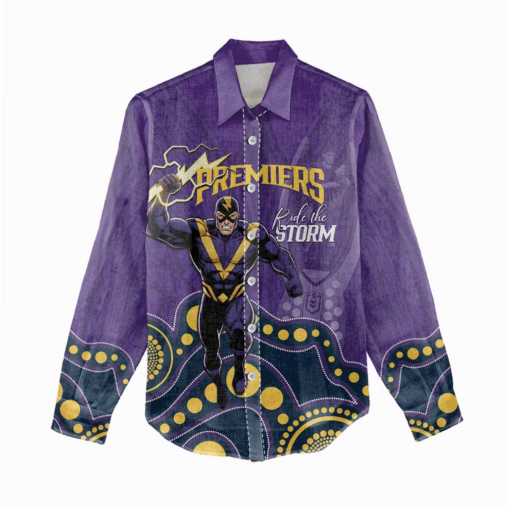 NRL Melbourne Rugby Custom Women Casual Shirt Premiers Trophy Ride The Storm - Vibe Hoodie