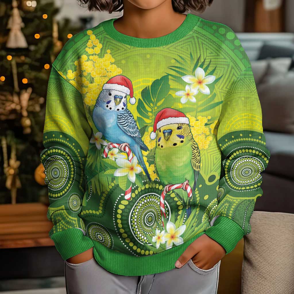 Budgerigar Australia Christmas Kid Ugly Christmas Sweater Budgies Golden Wattle Aboriginal Green - Vibe Hoodie