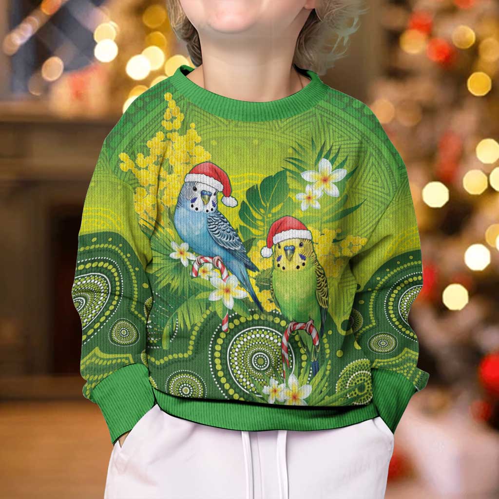 Budgerigar Australia Christmas Kid Ugly Christmas Sweater Budgies Golden Wattle Aboriginal Green - Vibe Hoodie