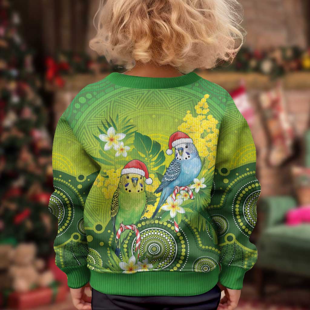 Budgerigar Australia Christmas Kid Ugly Christmas Sweater Budgies Golden Wattle Aboriginal Green - Vibe Hoodie