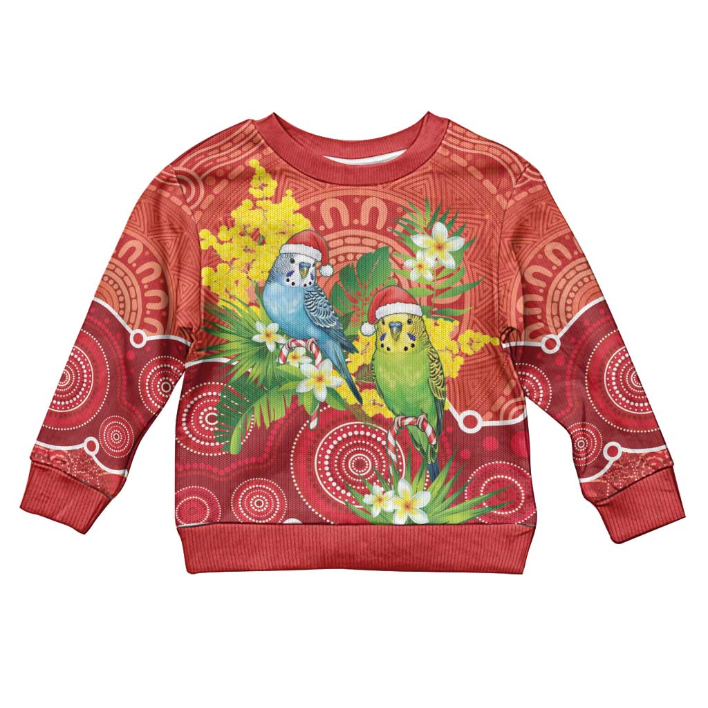Budgerigar Australia Christmas Kid Ugly Christmas Sweater Budgies Golden Wattle Aboriginal Red - Vibe Hoodie