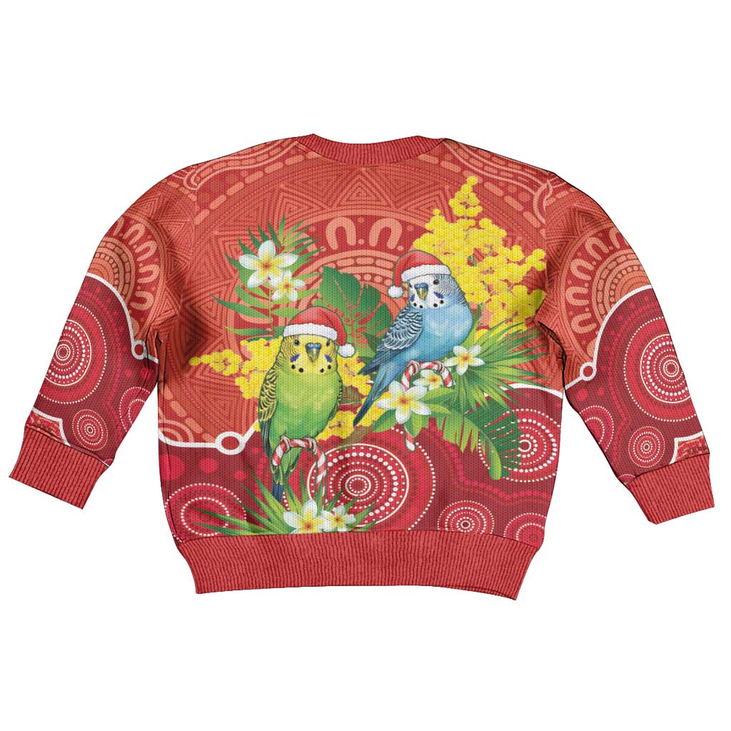 Budgerigar Australia Christmas Kid Ugly Christmas Sweater Budgies Golden Wattle Aboriginal Red - Vibe Hoodie