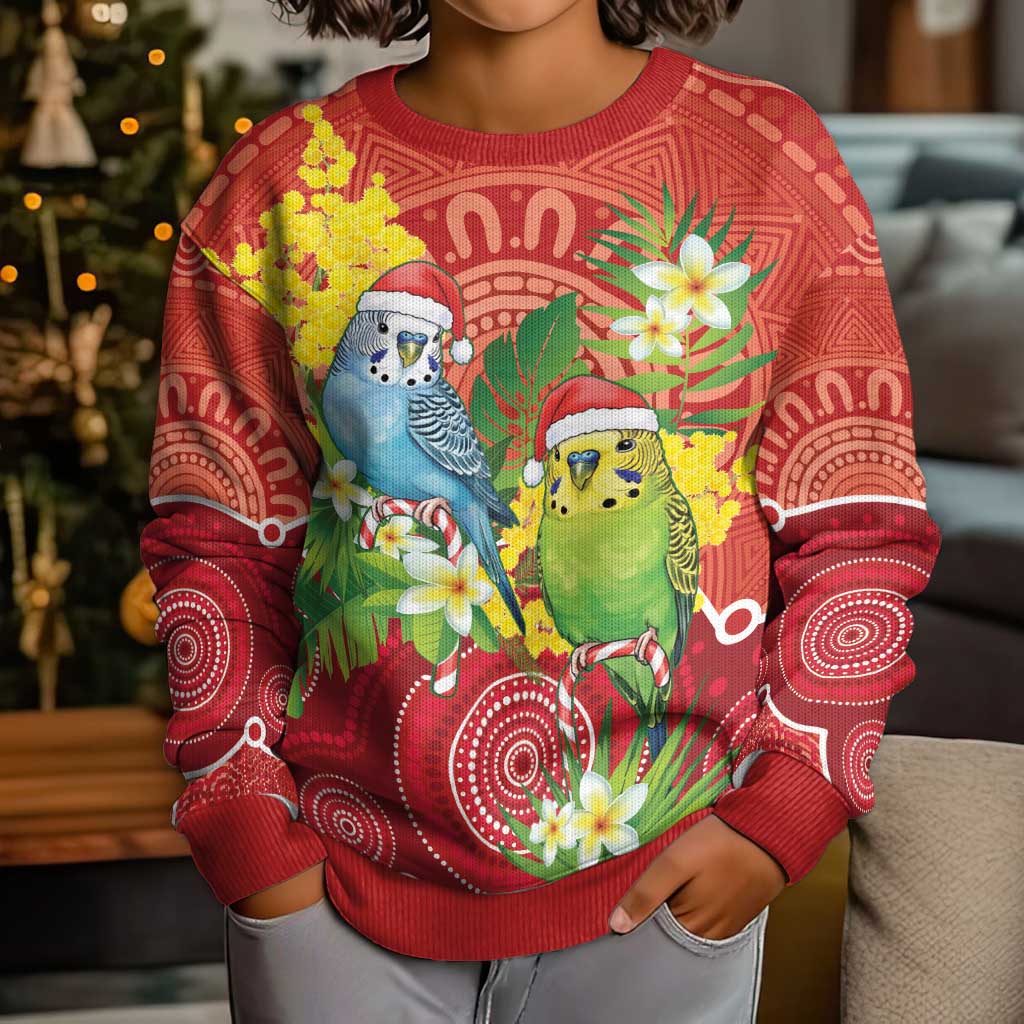 Budgerigar Australia Christmas Kid Ugly Christmas Sweater Budgies Golden Wattle Aboriginal Red - Vibe Hoodie