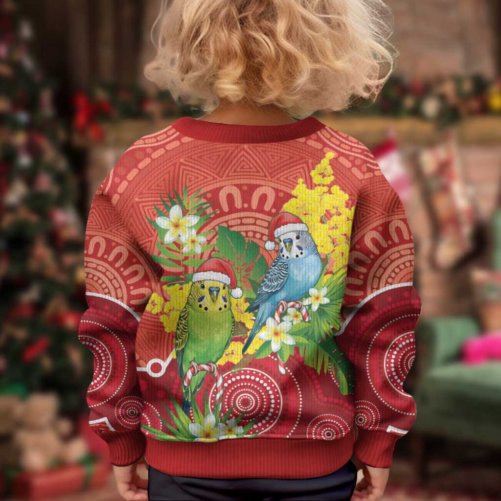 Budgerigar Australia Christmas Kid Ugly Christmas Sweater Budgies Golden Wattle Aboriginal Red - Vibe Hoodie