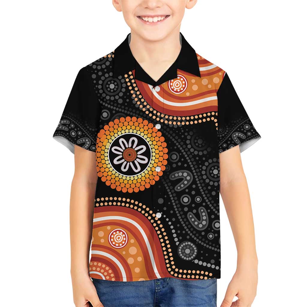 Australia Aboriginal Art Family Matching Long Sleeve Bodycon Dress and Hawaiian Shirt Indigenous Proud