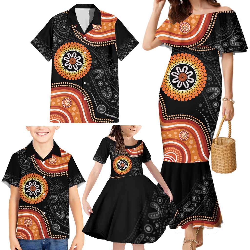 Australia Aboriginal Art Family Matching Mermaid Dress and Hawaiian Shirt Indigenous Proud