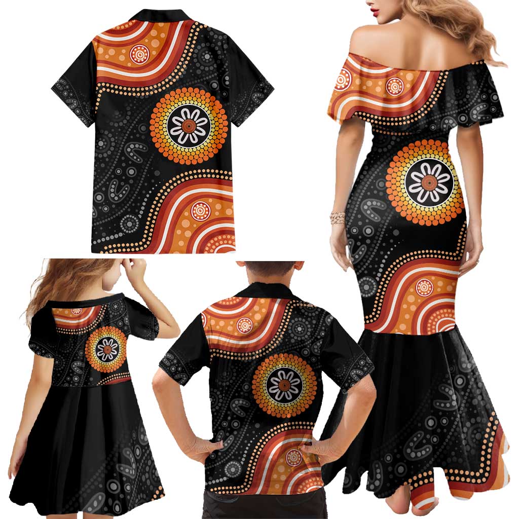 Australia Aboriginal Art Family Matching Mermaid Dress and Hawaiian Shirt Indigenous Proud