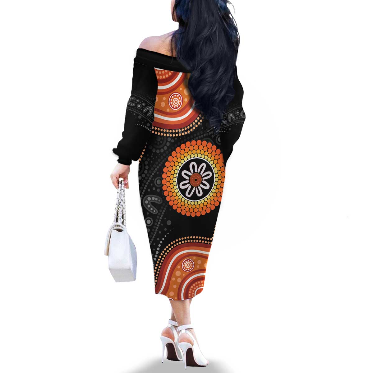 Australia Aboriginal Art Family Matching Off The Shoulder Long Sleeve Dress and Hawaiian Shirt Indigenous Proud