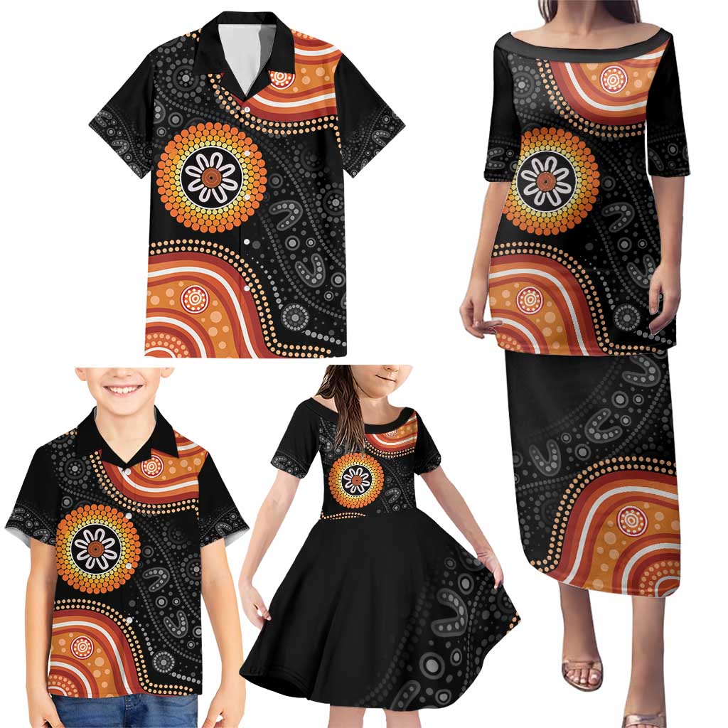 Australia Aboriginal Art Family Matching Puletasi and Hawaiian Shirt Indigenous Proud