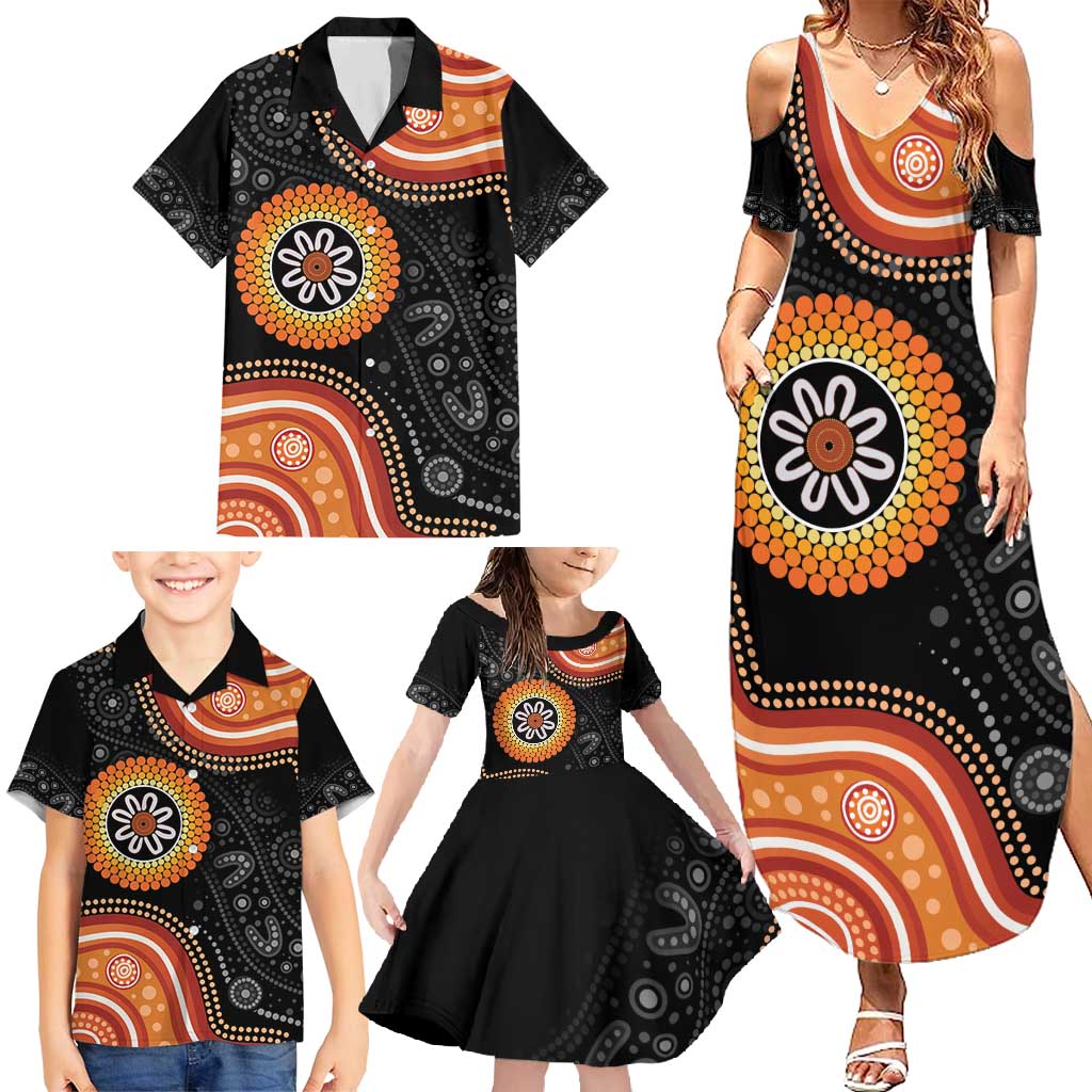 Australia Aboriginal Art Family Matching Summer Maxi Dress and Hawaiian Shirt Indigenous Proud