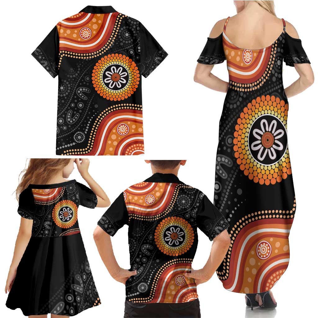 Australia Aboriginal Art Family Matching Summer Maxi Dress and Hawaiian Shirt Indigenous Proud