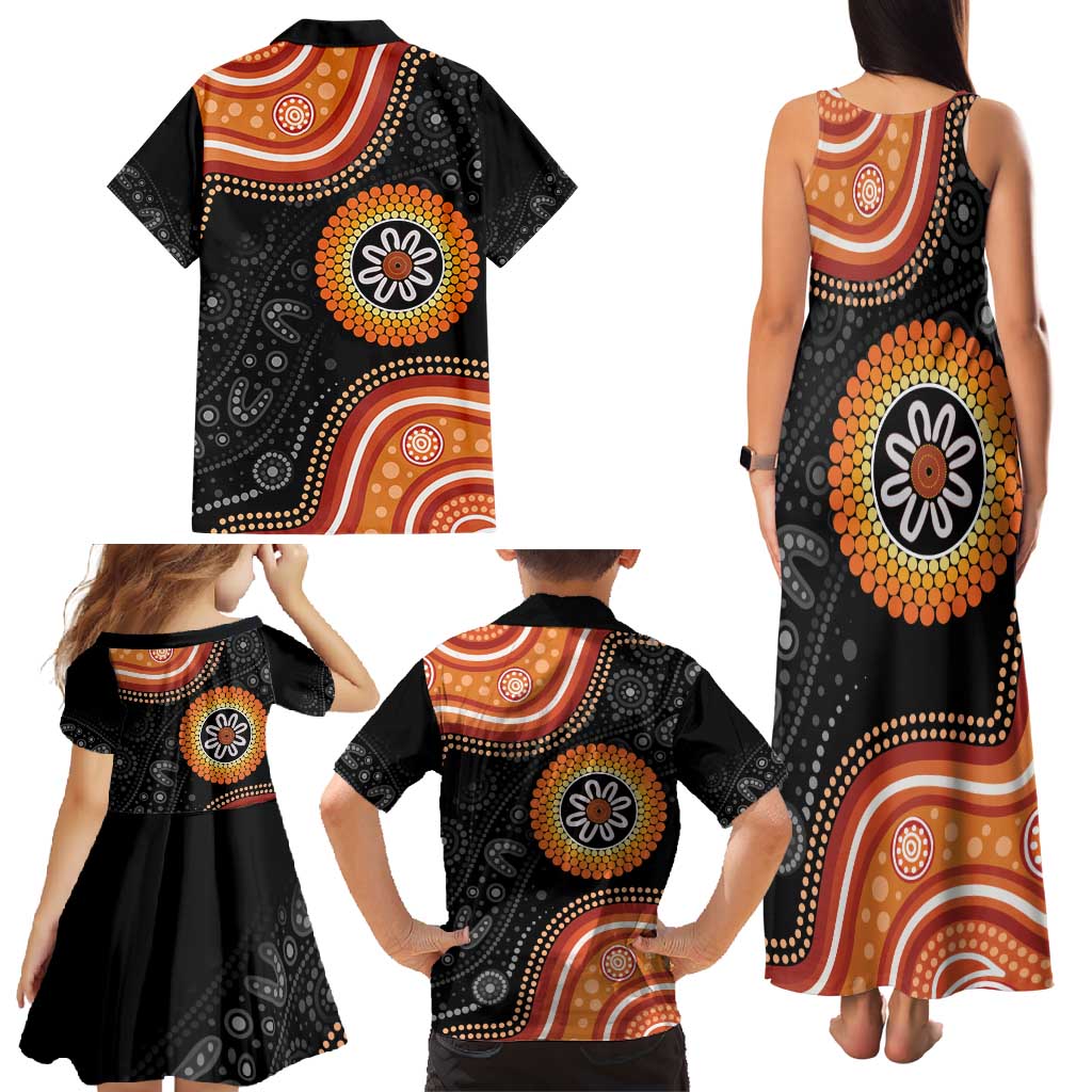 Australia Aboriginal Art Family Matching Tank Maxi Dress and Hawaiian Shirt Indigenous Proud