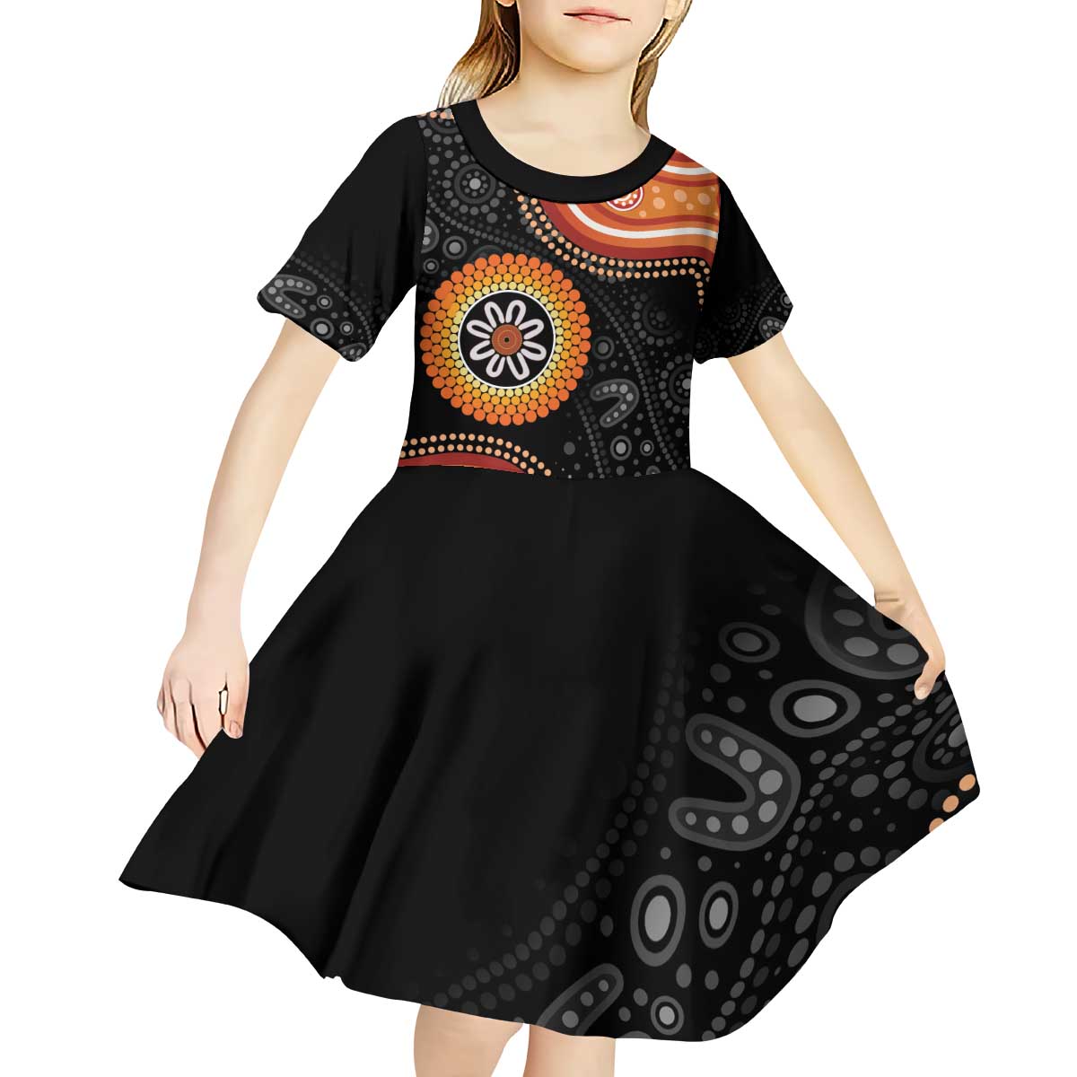 Australia Aboriginal Art Kid Short Sleeve Dress Indigenous Proud - Vibe Hoodie Shop