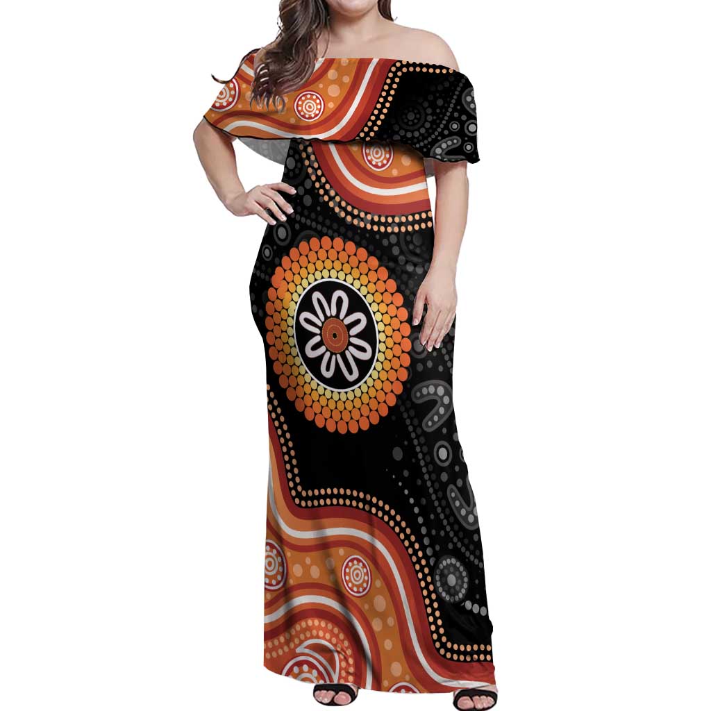 Australia Aboriginal Art Off Shoulder Maxi Dress Indigenous Proud