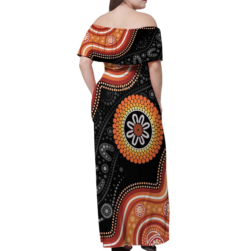 Australia Aboriginal Art Off Shoulder Maxi Dress Indigenous Proud