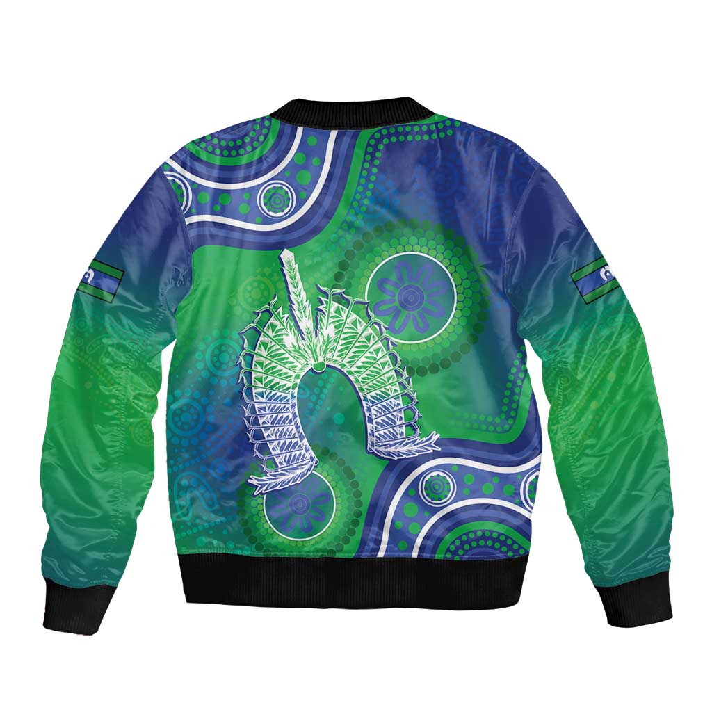 Australia Torres Strait Islanders Bomber Jacket Dhari Aboriginal Pattern - Vibe Hoodie Shop