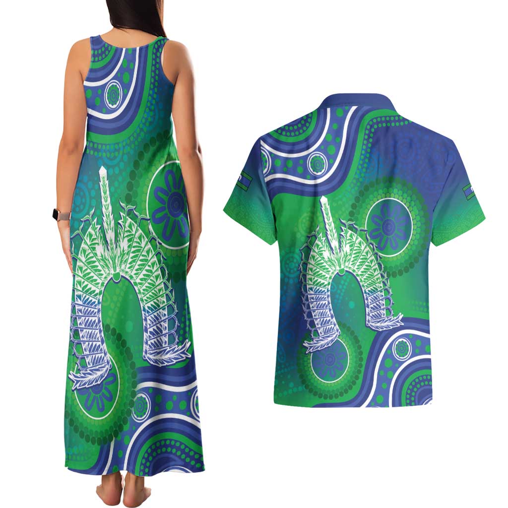 Australia Torres Strait Islanders Couples Matching Tank Maxi Dress and Hawaiian Shirt Dhari Aboriginal Pattern