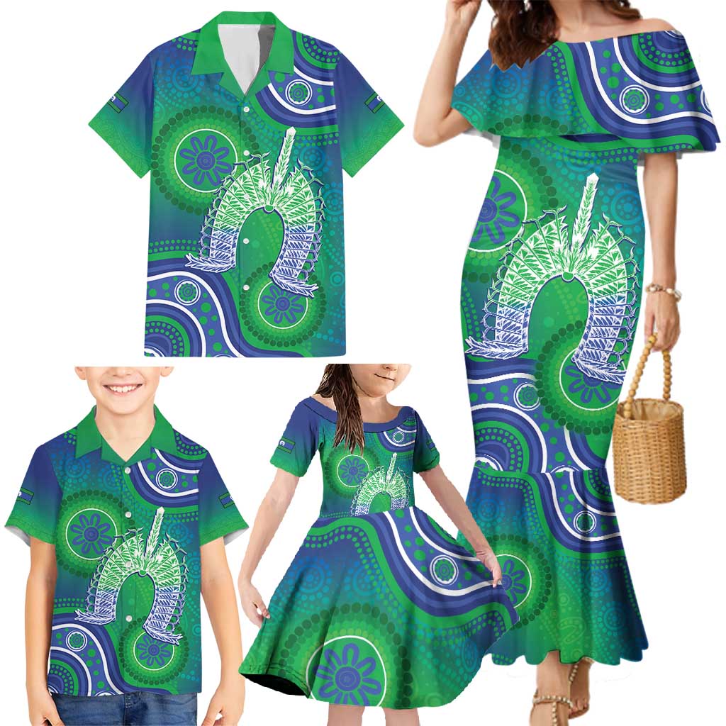 Australia Torres Strait Islanders Family Matching Mermaid Dress and Hawaiian Shirt Dhari Aboriginal Pattern