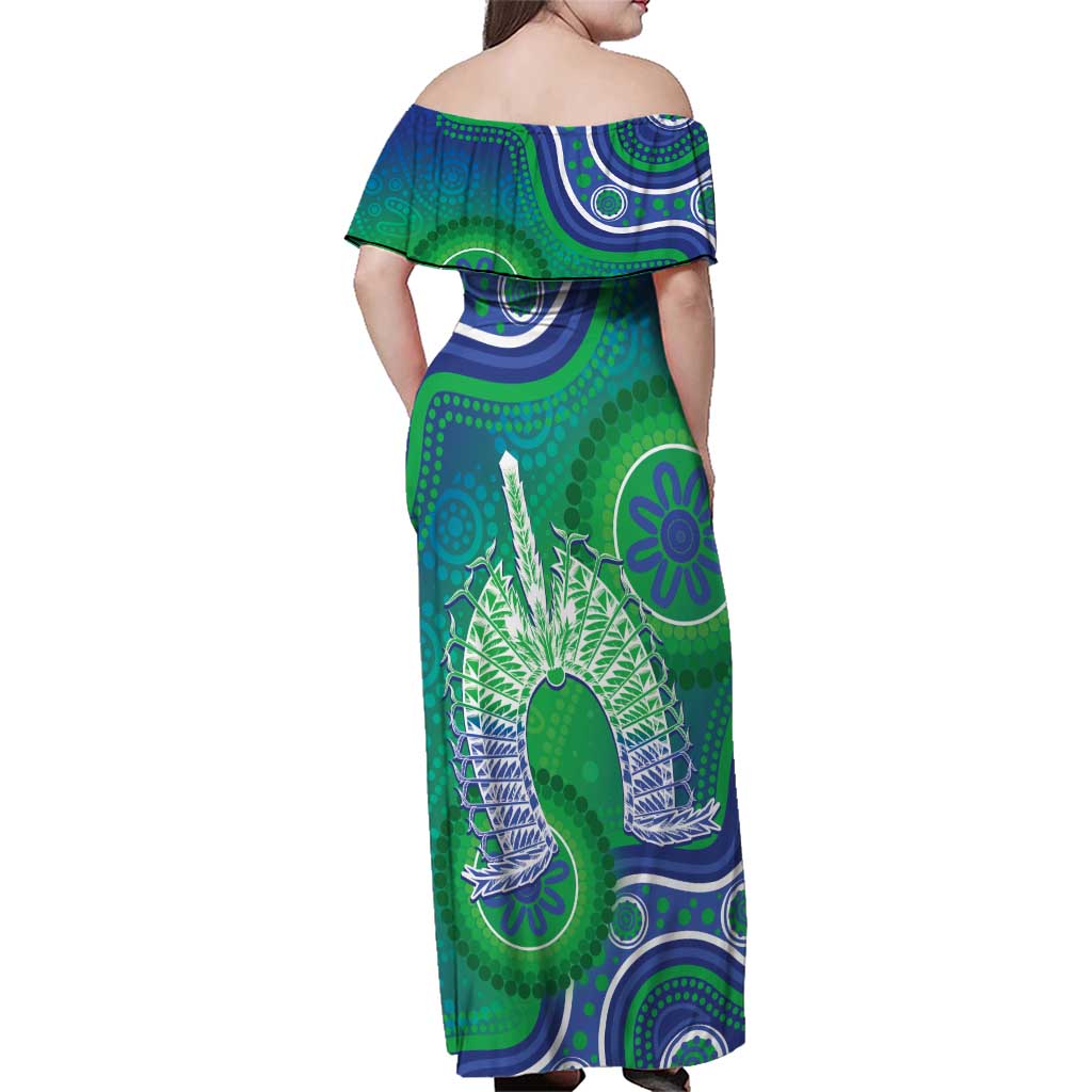 Australia Torres Strait Islanders Family Matching Off Shoulder Maxi Dress and Hawaiian Shirt Dhari Aboriginal Pattern